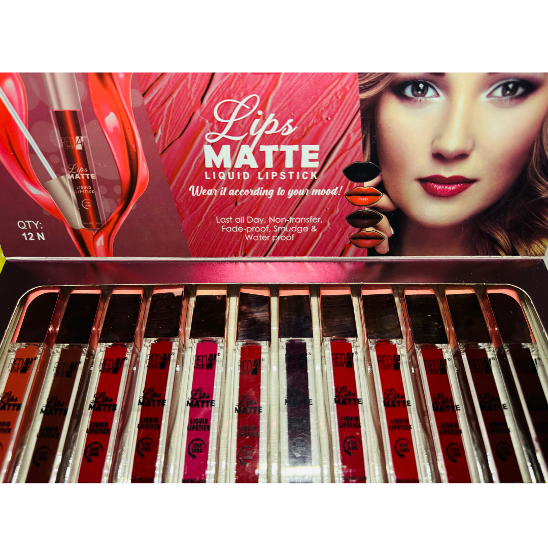 Lips Matte Kiss Proof Lipsticks pack of 12