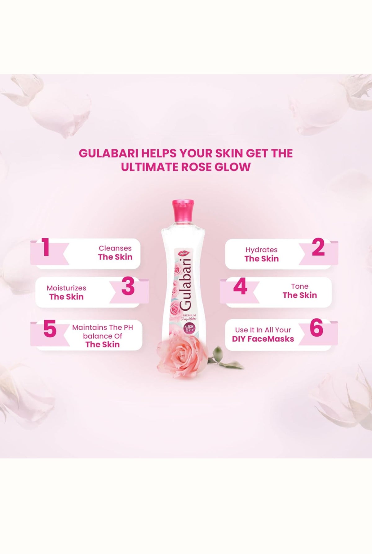 Gulabari Premium Rose Water With no Paraben For Cleansing and Toning, 250ML