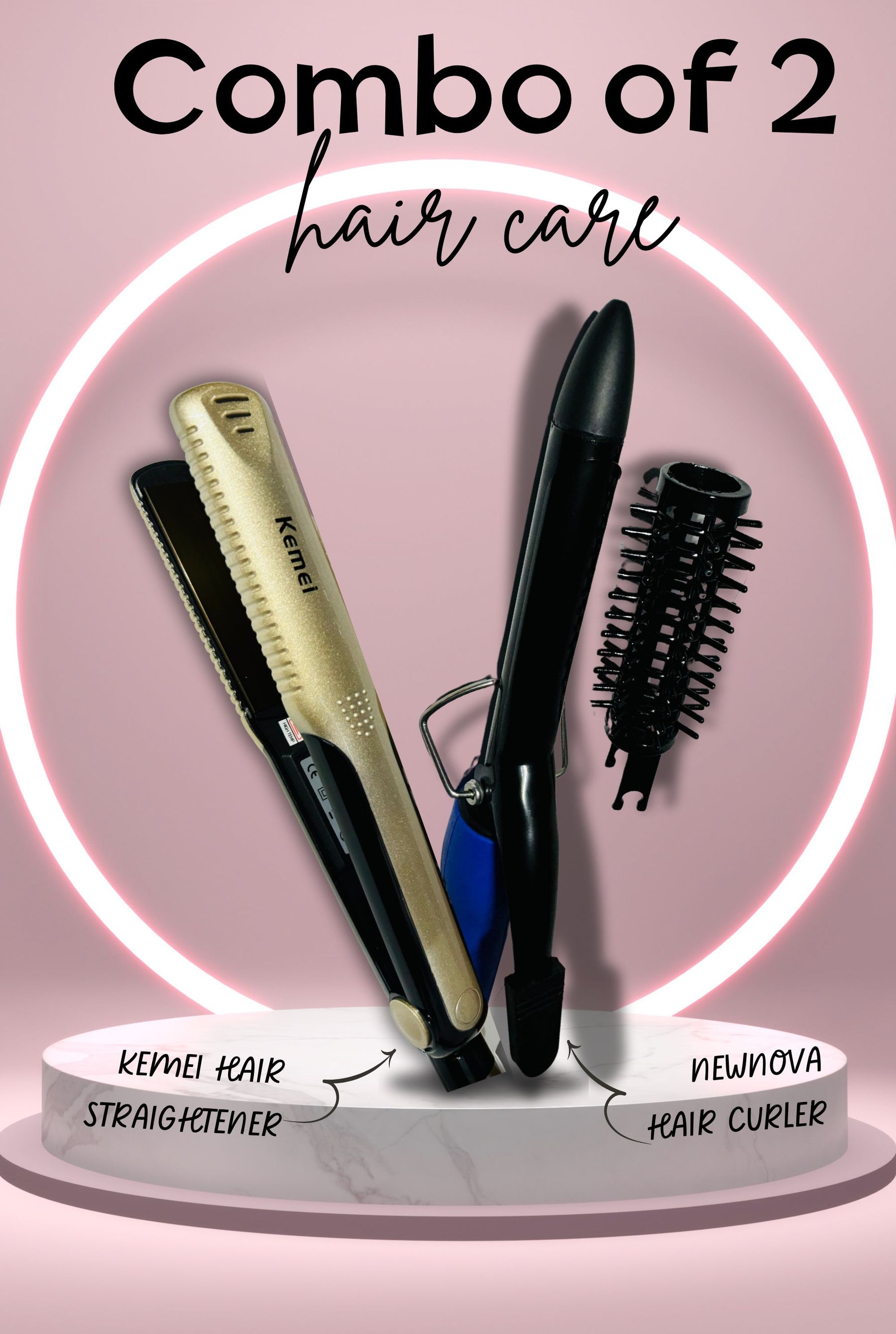 Kemei Straightener KM-327 + NewNova Hair Curler Combo