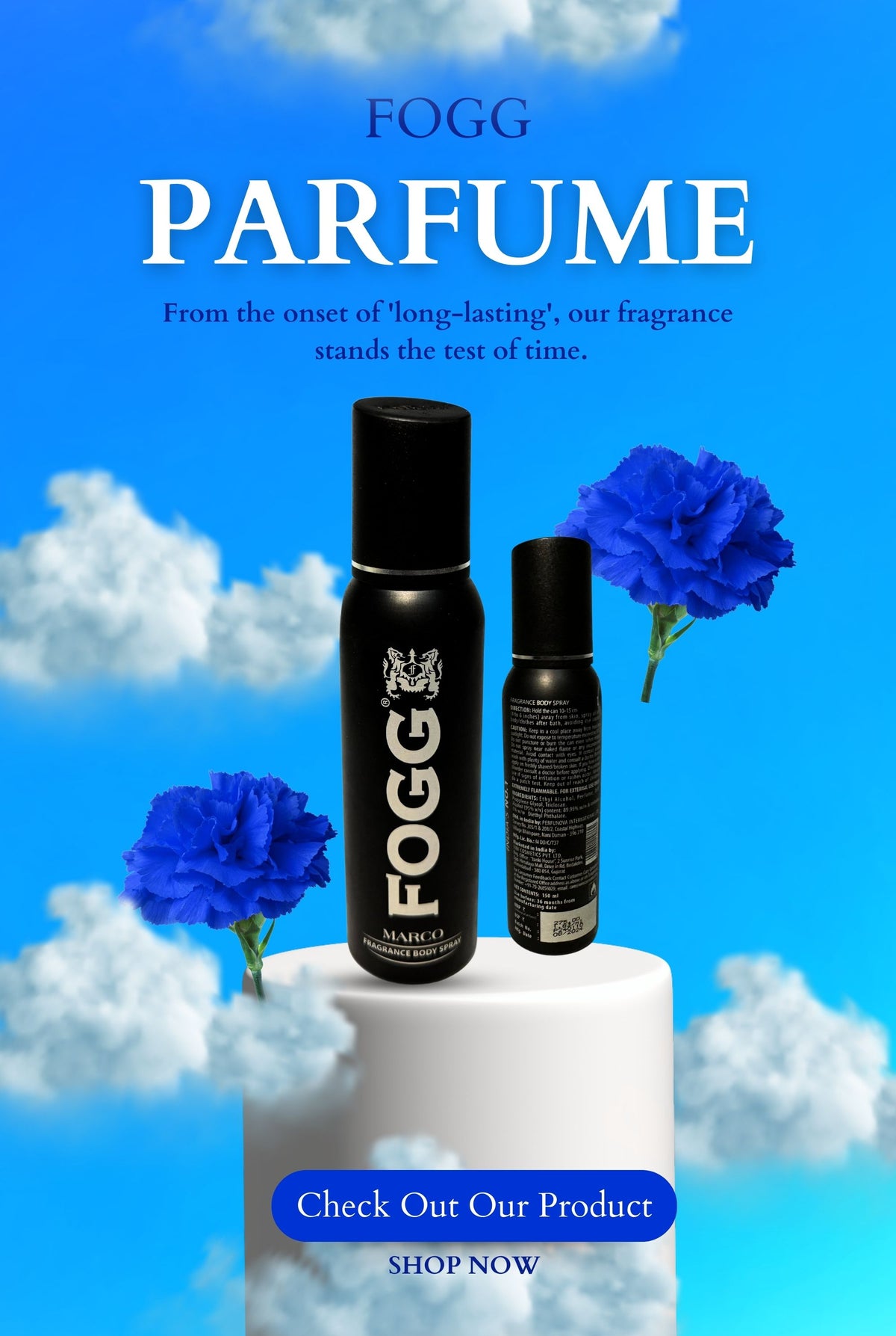 FOGG Marco No Gas Deodorant for Men, Long Lasting Perfume Body Spray, 150ml