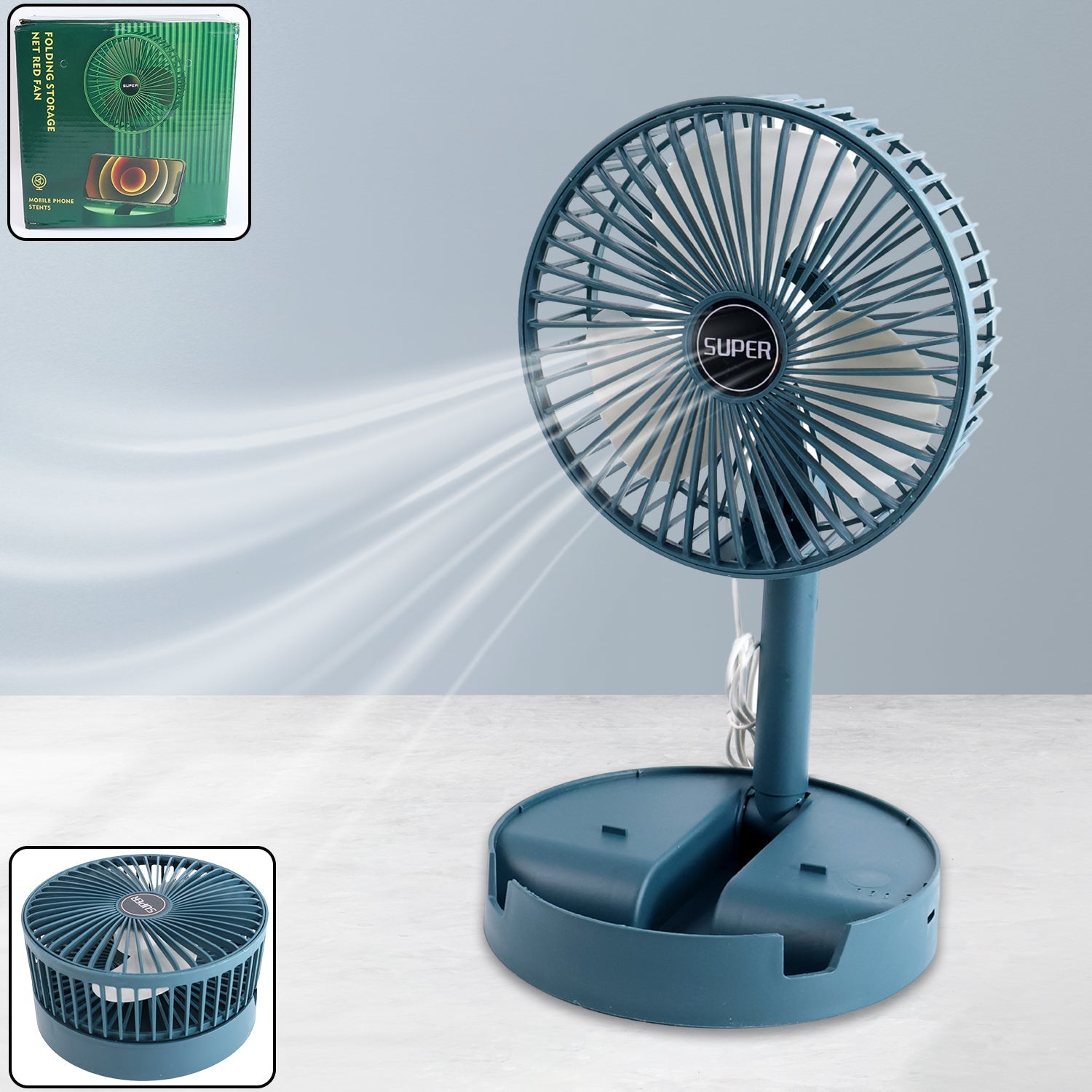 Adjustable portable desktop fan