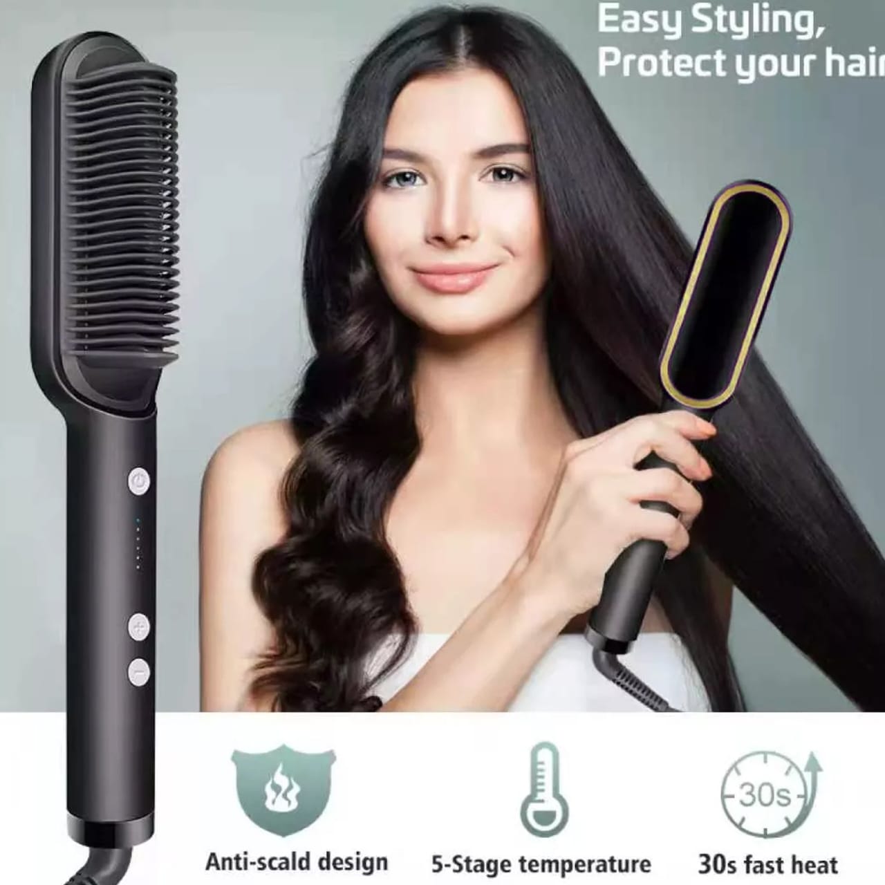 Hqt-909B Hair Straightener Used While Massaging Hair Scalps Head., Hair accessories