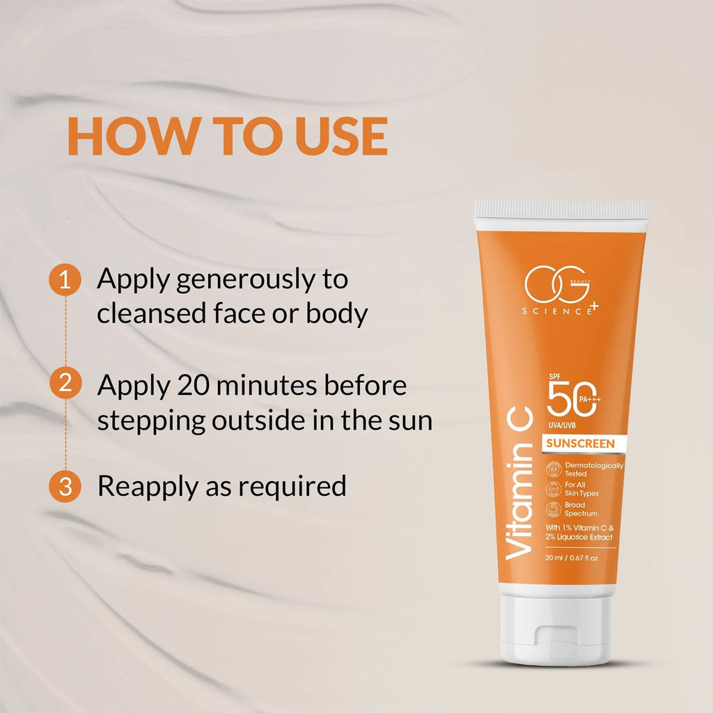 OG Beauty Vitamin C Sunscreen SPF 50 PA+++ (20 ML) with Liquorice Extract