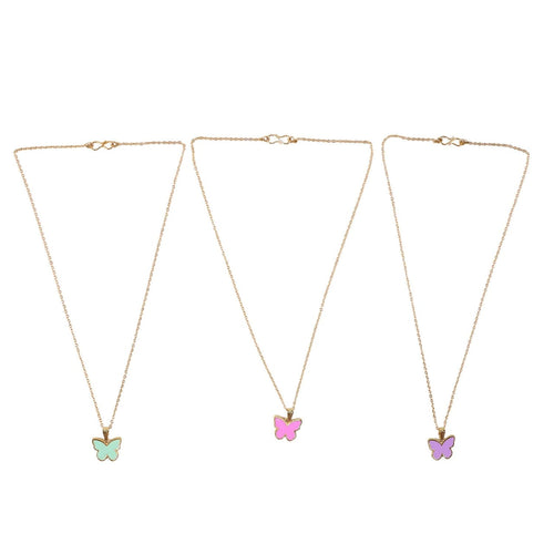 Elegant Butterfly Gold Pendant Necklace with Soft Color Enamel