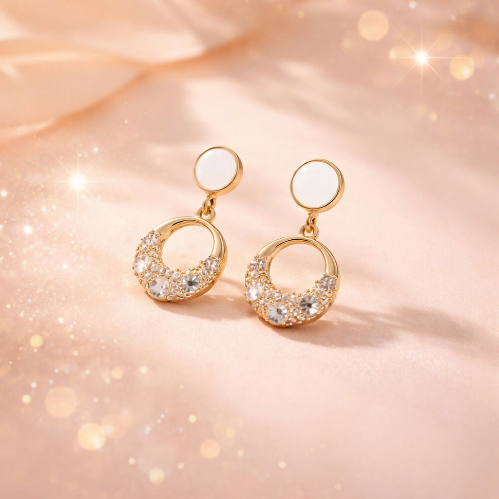 Round Crystal Drop Earrings for Women