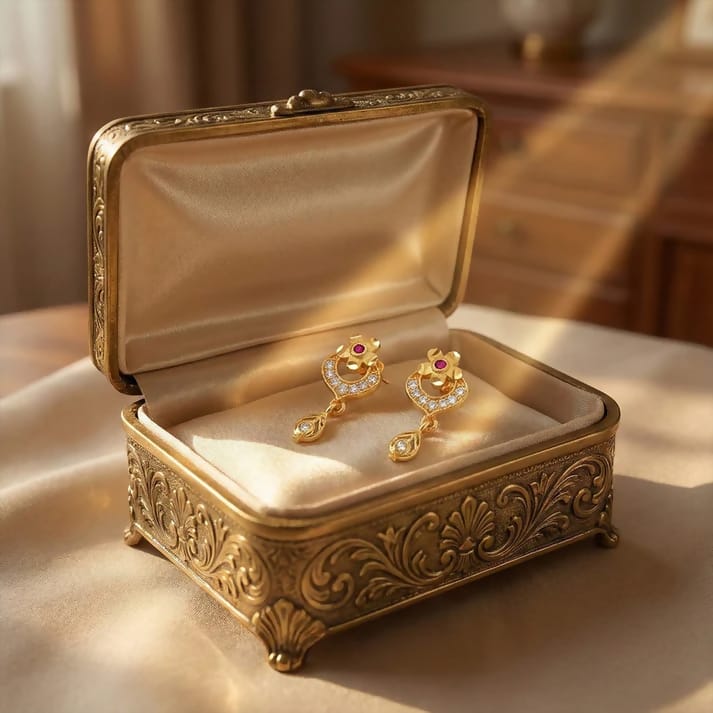 Elegant Gold-Plated Stone Earrings for Women