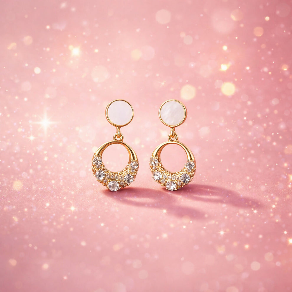 Round Crystal Drop Earrings for Women
