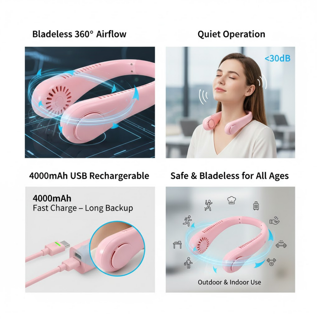 Portable Neck Fan: Holiday Hands Free Bladeless Neck Fan - First Cart