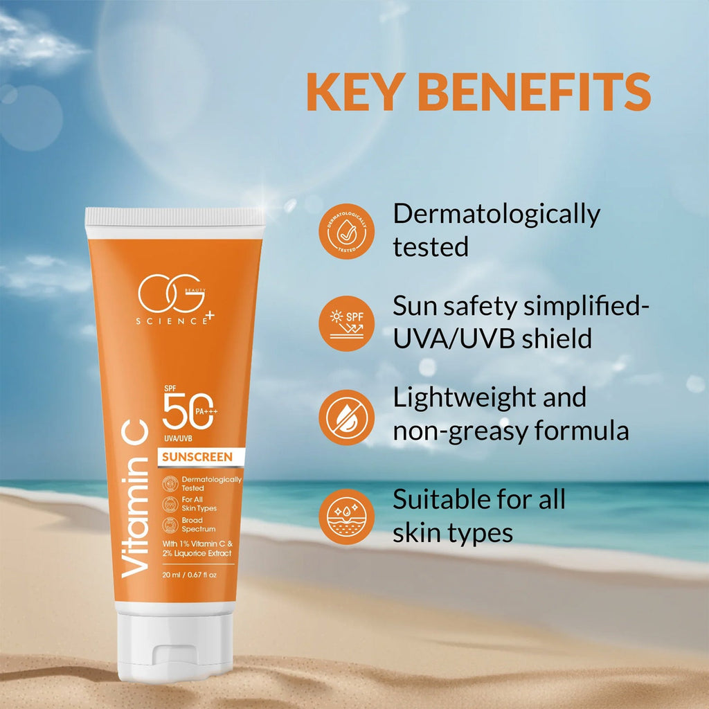 OG Beauty Vitamin C Sunscreen SPF 50 PA+++ (20 ML) with Liquorice Extract