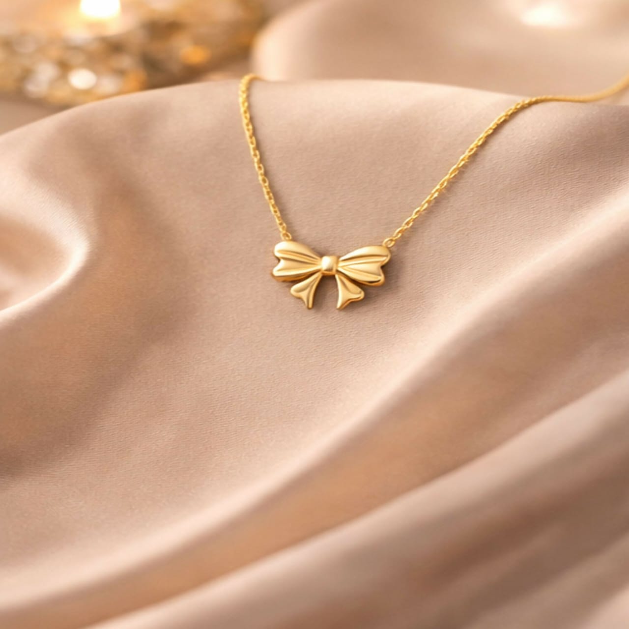 Elegant Gold Bow Pendant Necklace for Women | Minimalist Chain Necklace | Stylish Daily Wear Jewelry
