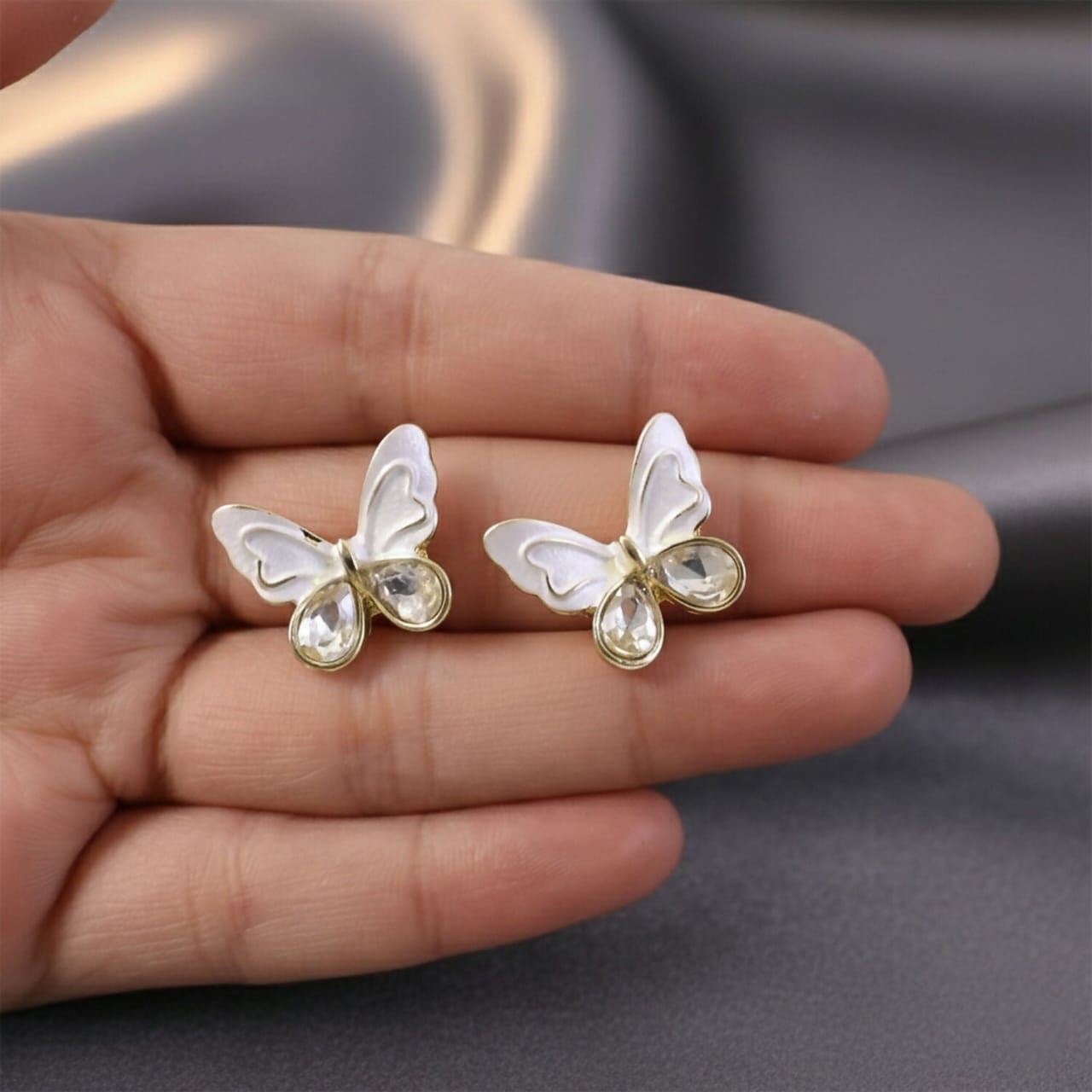 Elegant Crystal Butterfly Stud Earrings for Women And Girls