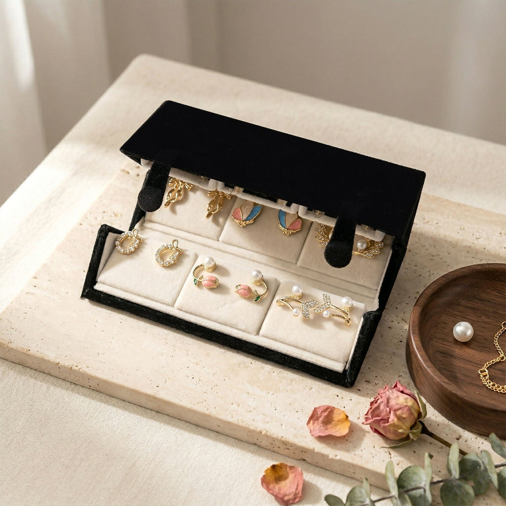 Korean Anti Tarnish Earrings Combo Set With Velvet Box for Women And Girls (12 Pair)