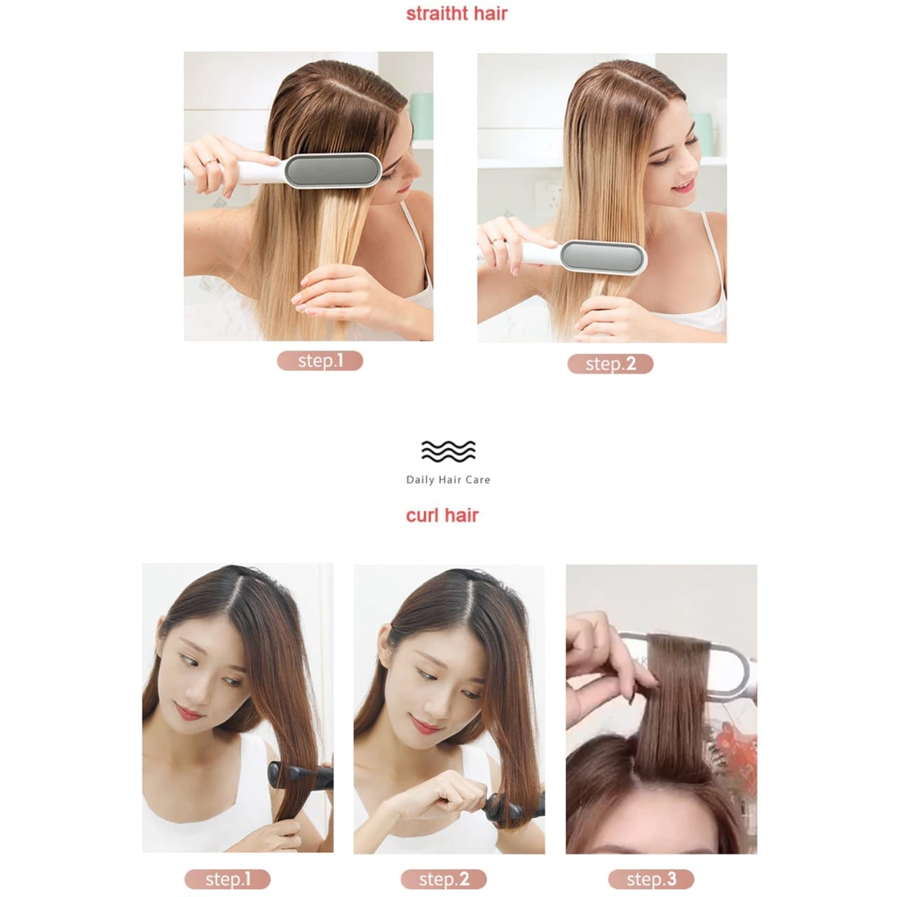 Hqt-909B Hair Straightener Used While Massaging Hair Scalps Head., Hair accessories