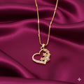 Heart-Shaped Floral Gold Pendant Necklace