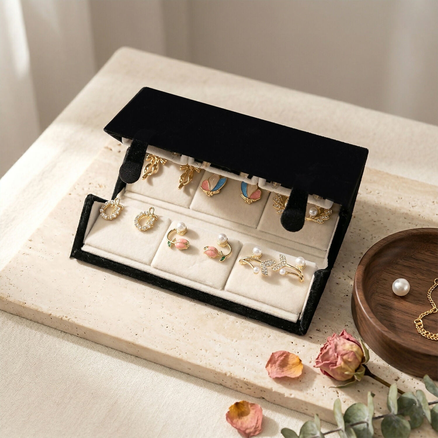 Korean Anti Tarnish Earrings Combo Set With Velvet Box for Women And Girls (12 Pair)