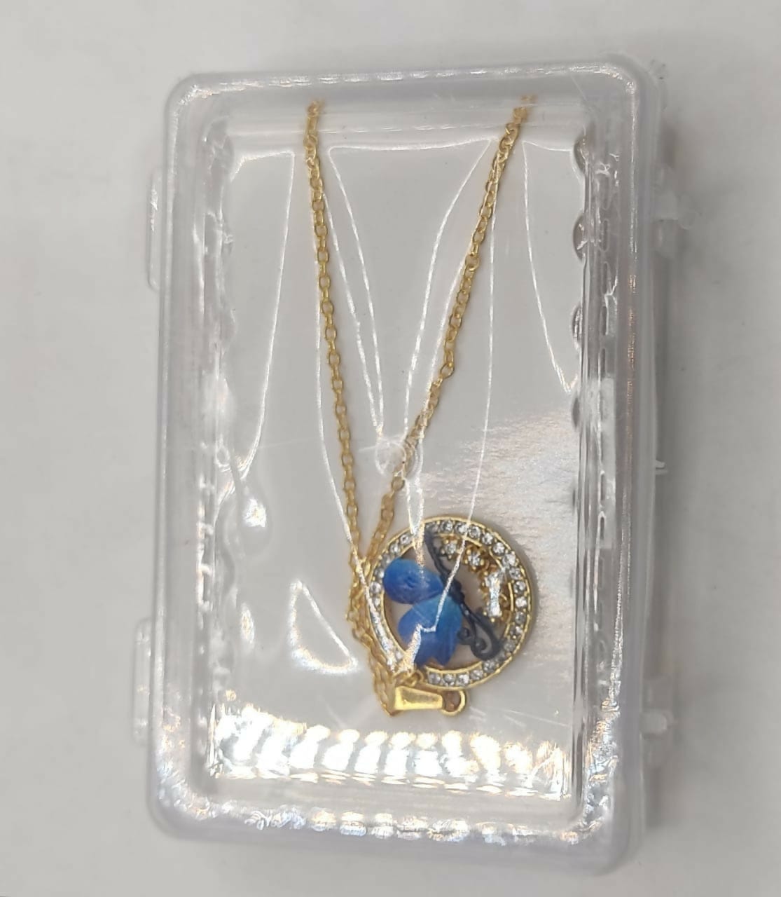 Enchanting Blue Butterfly Circle Pendant Necklace