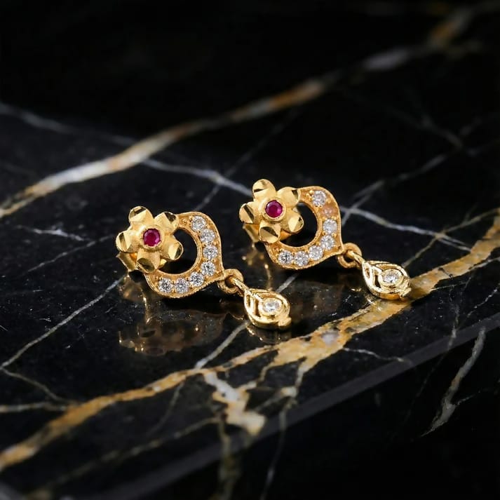 Elegant Gold-Plated Stone Earrings for Women