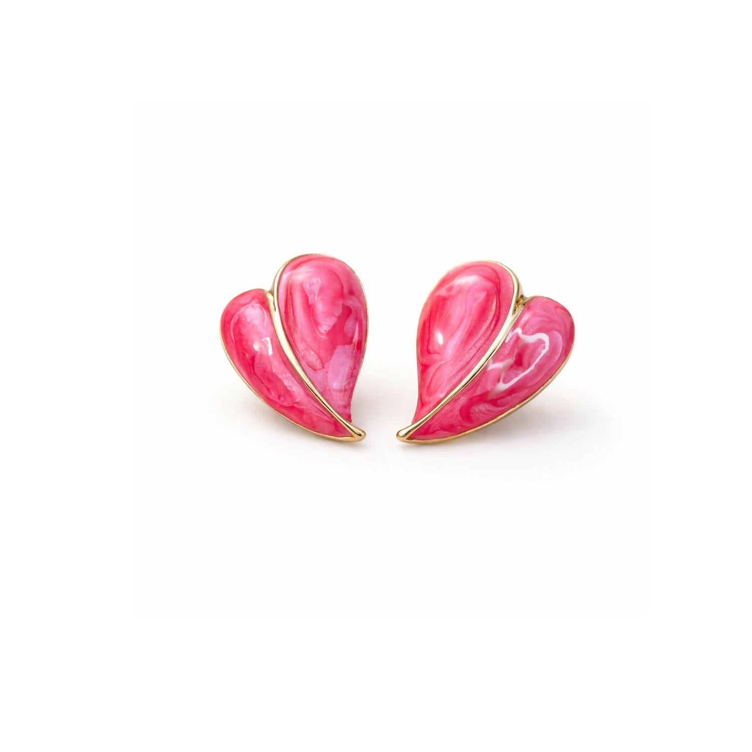 Elegant Red Glossy Leaf Design Stud Earrings for Women with Gold Outline