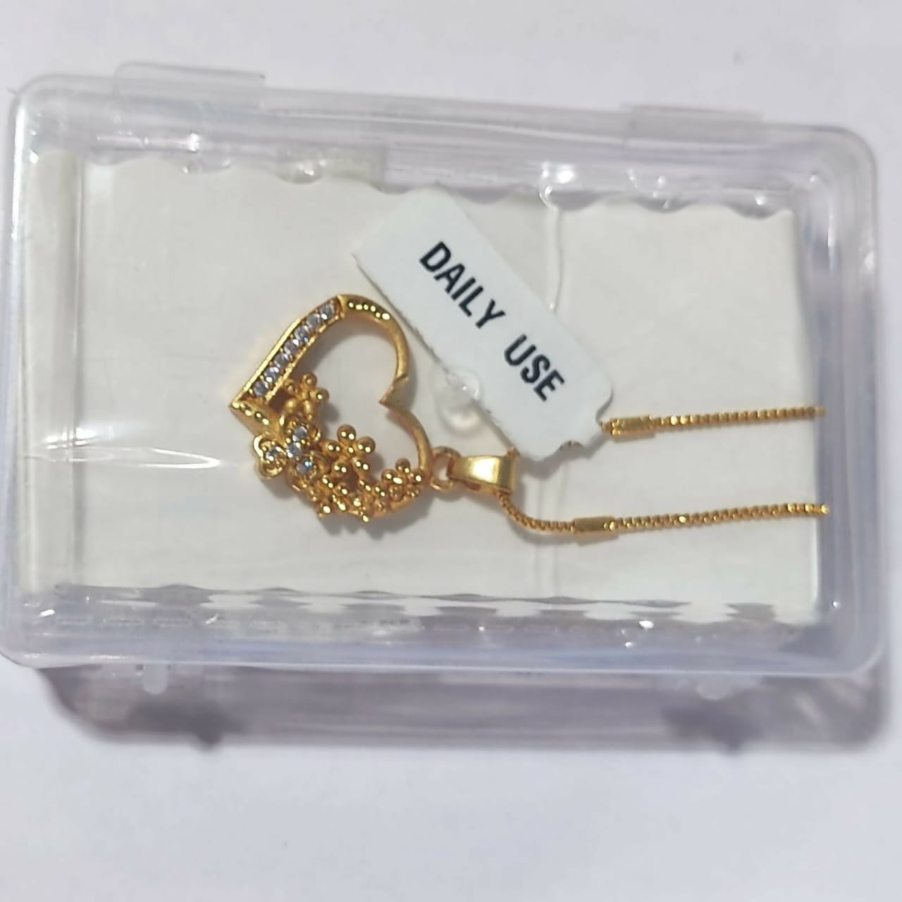 Heart-Shaped Floral Gold Pendant Necklace
