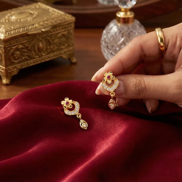 Elegant Gold-Plated Stone Earrings for Women